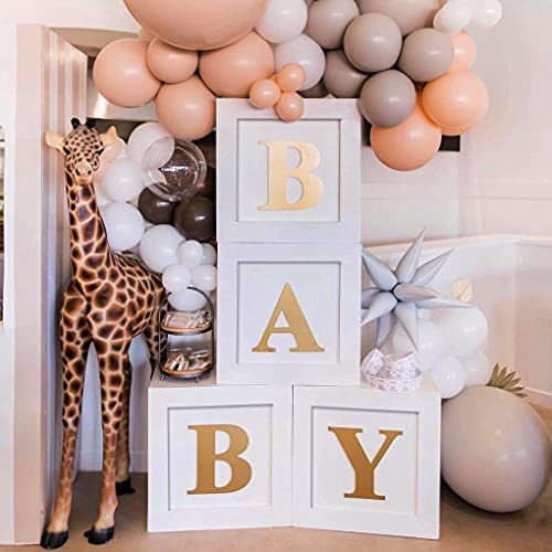 Baby Shower Boxen Dekoration für Jungen oder Mädchen, 4 Stück Weiß Baby Ballon Boxen mit 30 A-Z Buchstaben für Babyparty, Geburtstag, Geschlechtsenthüllungs, Taufe, Brautparty Hintergrund Deko Baby Shower Boxen Dekoration für Jungen oder Mädchen, 4 Stück Weiß Baby Ballon Boxen mit 30 A-Z Buchstaben für Babyparty, Geburtstag, Geschlechtsenthüllungs, Taufe, Brautparty Hintergrund Deko von QIFU