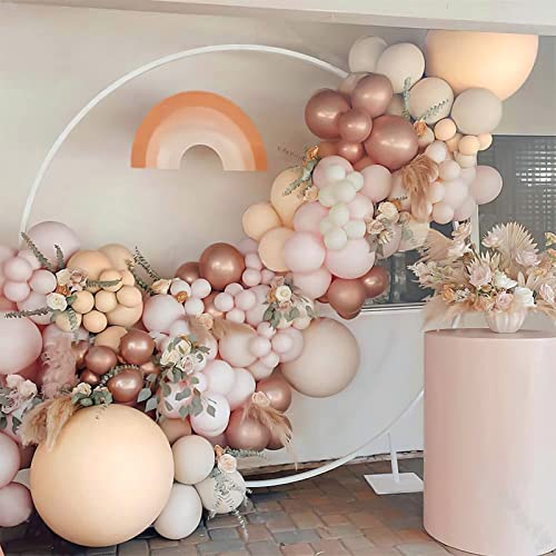 Balloon Garland Beige Aprikose Rosa, 124Pcs Luftballon Girlande Beige,Rose Gold Nude Ballons für Boho Hochzeits, Verlobung, Geburtstagsdeko, Baby Shower Deko, Brautparty von QIFU