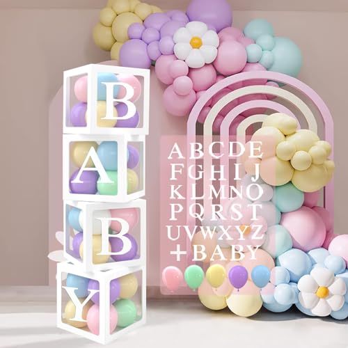 Ballonboxen Für Baby Party Dekoration,4 Stück Transparente Box Mit 30 Bunt Luftballons 30 Buchstaben,Babyparty Baby Box Deko Mädchen, Baby Shower Deko, Gender Reveal Party, Deko Babyparty Girl Or Boy Ballonboxen Für Baby Party Dekoration,4 Stück Transparente Box Mit 30 Bunt Luftballons 30 Buchstaben,Babyparty Baby Box Deko Mädchen, Baby Shower Deko, Gender Reveal Party, Deko Babyparty Girl Or Boy von QIFU