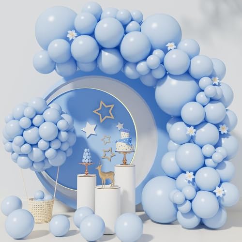 Blauer Ballonbogen，102 Stück Blau Pastell Latex Luftballon Ballonbogen Girlande Kit für Geburtstag Party Hochzeit Babyparty baby shower Wedding Dekoration von QIFU