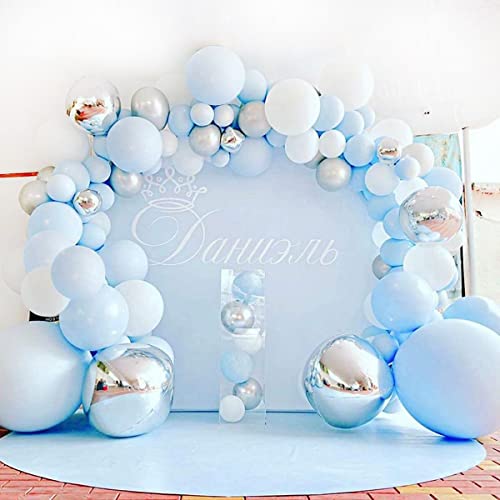 Ballon Girlande Geburtstag Blau, Luftballons Blau Silber Weiß, Luftballon Girlande Blau für Babyparty Deko Junge, Geburtstagsdeko Junge, Hochzeit, Baby Shower, Taufe von QIFU