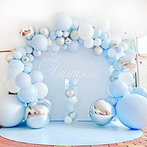 Girlande ballons blau weiß silber, Ballon Garland Set Geburtstag Blau, Luftballon Girlande Blau für Babyparty Deko Junge, Geburtstagsdeko Junge, Hochzeit, Baby Shower, Taufe von QIFU