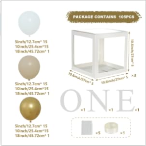 Eine ballonschachtel mit platin-ballons und das gewölbe dekorieren die geburtstagsparty für den ersten geburtstag Eine ballonschachtel mit platin-ballons und das gewölbe dekorieren die geburtstagsparty für den ersten geburtstag von QIFU