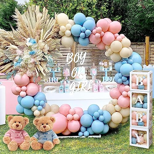 Gender Reveal Party Deko, Baby Shower Box mit Luftballon Girlande Blau Rosa, Babyparty Box für Gender Reveal Party, Babyparty Deko, Boy or Girl Deko von QIFU