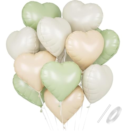 Grüne und weiße herzförmige Luftballons Grüne und weiße herzförmige Luftballons von QIFU