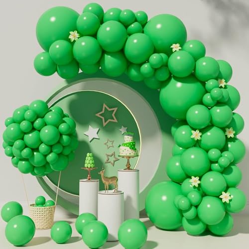 Salbeigrünes Ballonbogen-Set, 102-teiliges Dschungel-Ballonbogen-Girlanden-Set, verschiedene Größen, grüne Latexballons für Babyparty, Geburtstagsfeier, Hochzeitstag, Dekoration von QIFU
