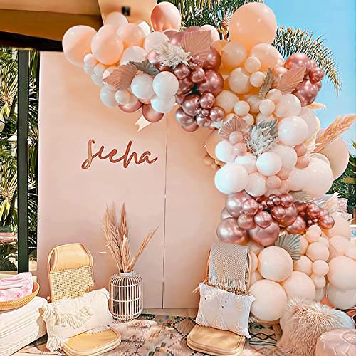 Luftballon Girlande Beige, Aprikose Rose Gold Ballons Hochzeitsdeko, Ballon Girlande Boho Beige, Nude Weiß Aprikosen Luftballons für Hochzeit Deko, Geburtstagsdeko, Baby Shower, Verlobung, Babyparty von QIFU