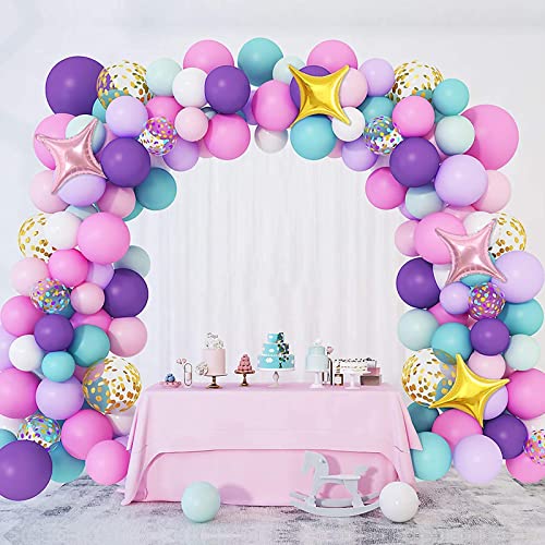 Luftballon Girlande Pastell, Macaron Luftballons, 132 Stück Pastell Ballon Girlande für Einhorn Geburtstag Party, Hochzeit, Babyparty, Meerjungfrau Baby Shower Deko von QIFU