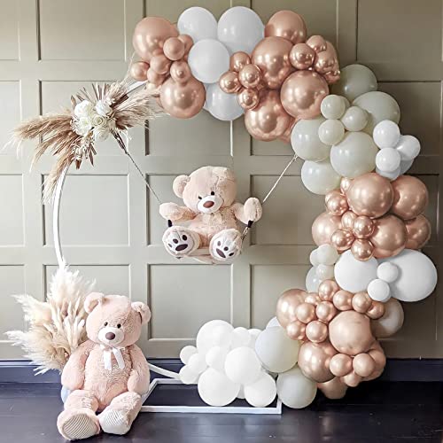 Luftballon Girlande Rosegold, Ballon Girlande Beige, Rose Gold Sandweiß Luftballons für Boho Hochzeits, Verlobung, Geburtstagsdeko, Babyparty, Jahrestag, Baby Shower Deko von QIFU