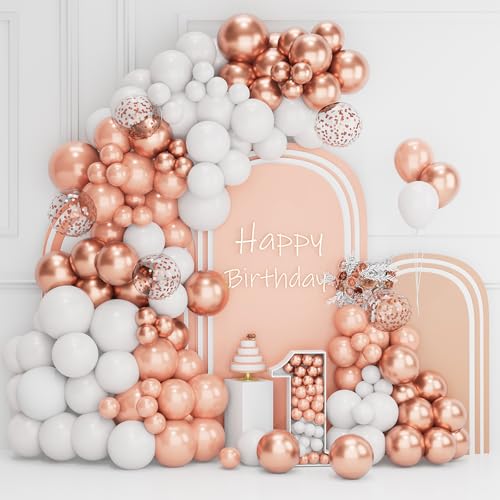 Luftballon Girlande Weiß Roségold, 101 Stück Latex Luftballon Mattes Weiß Metallisch Rose Gold Ballonbogen mit Rosegld Konfetti Ballon für Geburtstag Deko Mädchen Frauen Hochzeit Taufe Babyparty Deko Luftballon Girlande Weiß Roségold, 101 Stück Latex Luftballon Mattes Weiß Metallisch Rose Gold Ballonbogen mit Rosegld Konfetti Ballon für Geburtstag Deko Mädchen Frauen Hochzeit Taufe Babyparty Deko von QIFU