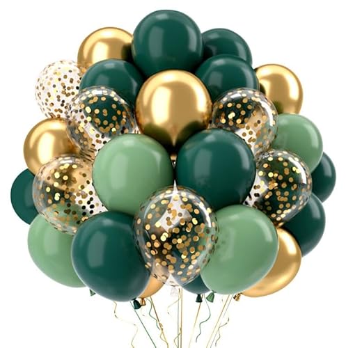 Luftballon Set, 50 Stück, Avocadogrün und Gold mit Konfetti-Ballons und Bändern Luftballon Set, 50 Stück, Avocadogrün und Gold mit Konfetti-Ballons und Bändern von QIFU