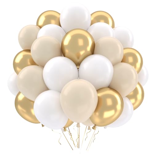 Luftballons Beige Sandweiß, 50 Stück Ballons Perlweiß Sand Weiß Gold, Luftballons Sand Weiß Gold für Geburtstag, Hochzeit, Babyparty Deko, Baby Shower, Verlobungsdeko, Brautparty, 12 Zoll Luftballons Beige Sandweiß, 50 Stück Ballons Perlweiß Sand Weiß Gold, Luftballons Sand Weiß Gold für Geburtstag, Hochzeit, Babyparty Deko, Baby Shower, Verlobungsdeko, Brautparty, 12 Zoll von QIFU