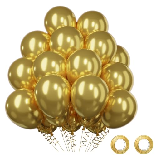 Luftballons Gold, 52 Stück Metallic Gold Ballons Latex Luftballons Balloon Girlande Gold Helium Ballons Set, Goldene Luftballons Geburtstags Babyparty Hochzeit Party Deko Goldene Hochzeit Deko,12 Zoll Luftballons Gold, 52 Stück Metallic Gold Ballons Latex Luftballons Balloon Girlande Gold Helium Ballons Set, Goldene Luftballons Geburtstags Babyparty Hochzeit Party Deko Goldene Hochzeit Deko,12 Zoll von QIFU