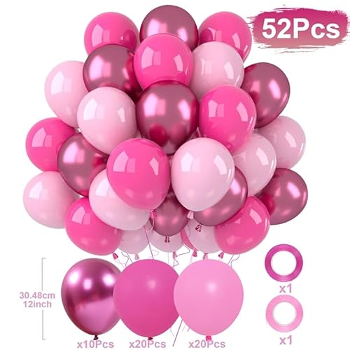 Luftballons Mädchen Luftballons Pink Rosa 52 Stk 12 zoll Ballons Luftballons Mädchen Luftballons Pink Rosa 52 Stk 12 zoll Ballons von QIFU