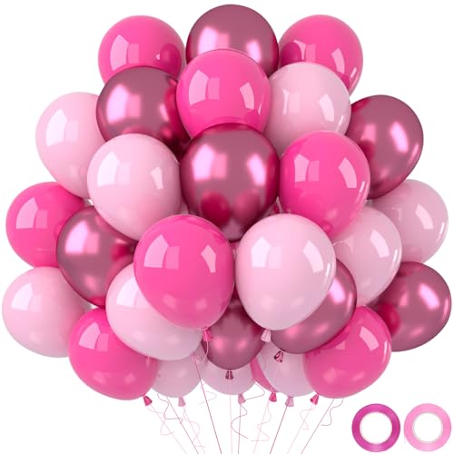 Luftballons Rosa - 52 Stück Luftballons Helium, Ballons Pink Fuchsia Magenta Metallic Ballons Rosa für Prinzessin Thema Geburtstag Hochzeit Babyparty Baby Shower Party Deko, Geburtstagsdeko Mädchen Luftballons Rosa - 52 Stück Luftballons Helium, Ballons Pink Fuchsia Magenta Metallic Ballons Rosa für Prinzessin Thema Geburtstag Hochzeit Babyparty Baby Shower Party Deko, Geburtstagsdeko Mädchen von QIFU