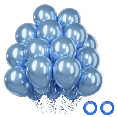 Luftballons Metallic Blau, 52 Stück Metallic Blaue Ballons Ballongirlande Helium Ballons Set, Blau Latex Ballon Geburtstags Babyparty Hochzeit Party Deko Hochzeit Deko,12 Zoll Luftballons Metallic Blau, 52 Stück Metallic Blaue Ballons Ballongirlande Helium Ballons Set, Blau Latex Ballon Geburtstags Babyparty Hochzeit Party Deko Hochzeit Deko,12 Zoll von QIFU