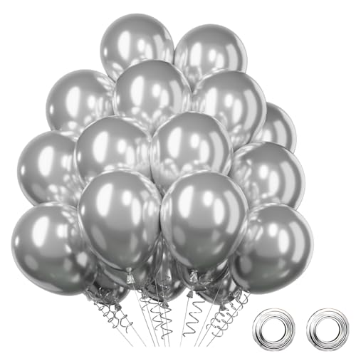 Luftballons Metallic Silber, 52 Stück Silber Ballons Ballongirlande Helium Ballons Set, Metallic Silber Ballon Geburtstags Babyparty Hochzeit Party Deko Silber Hochzeit Deko,12 Zoll Luftballons Metallic Silber, 52 Stück Silber Ballons Ballongirlande Helium Ballons Set, Metallic Silber Ballon Geburtstags Babyparty Hochzeit Party Deko Silber Hochzeit Deko,12 Zoll von QIFU