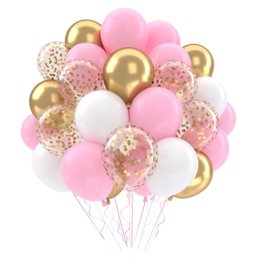 Luftballons Rosa Gold Geburtstag Hochzeit, 52 Stück 12 Inch Luftballons Pastellfarben Pink Weiß, Helium Latex Ballons Set Konfetti Luftballons Geburtstag Mädchen Frauen Taufe Baby Shower Party Deko Luftballons Rosa Gold Geburtstag Hochzeit, 52 Stück 12 Inch Luftballons Pastellfarben Pink Weiß, Helium Latex Ballons Set Konfetti Luftballons Geburtstag Mädchen Frauen Taufe Baby Shower Party Deko von QIFU