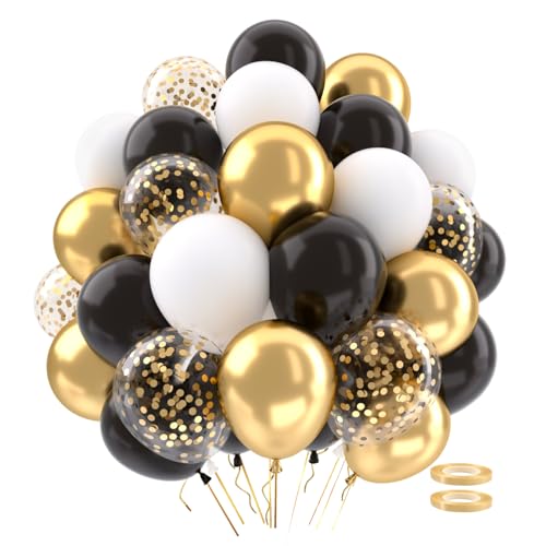 Schwarz Gold Weiß Luftballons von QIFU