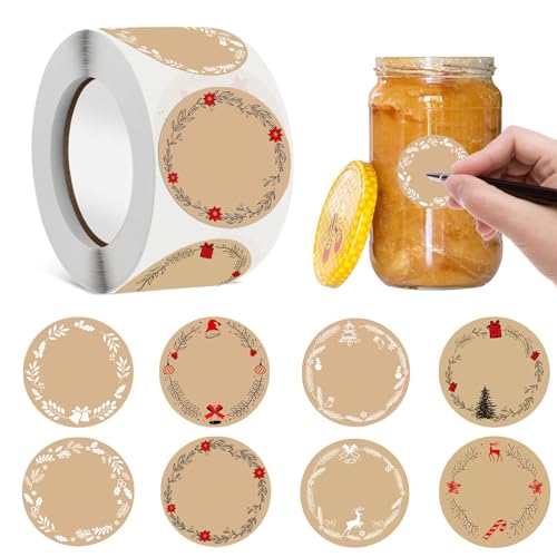 Kraftpapier Aufkleber, 500 Stück 4cm Rund Geschenksticker Weihnachten Kraft Etiketten Aufkleber Marmeladen Aufkleber, für Weihnachtsdeko Geschenke Marmeladen Verpackung Kraftpapier Aufkleber, 500 Stück 4cm Rund Geschenksticker Weihnachten Kraft Etiketten Aufkleber Marmeladen Aufkleber, für Weihnachtsdeko Geschenke Marmeladen Verpackung von QIGHLIS