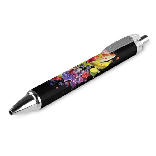 QIJIUU Aquarell-Kugelschreiber, Früchte, Trauben, Erdbeere, Banane, bedruckt, Druckkugelschreiber, 0,5 mm Spitze, für Arbeit und Büro, 1 Stück von QIJIUU