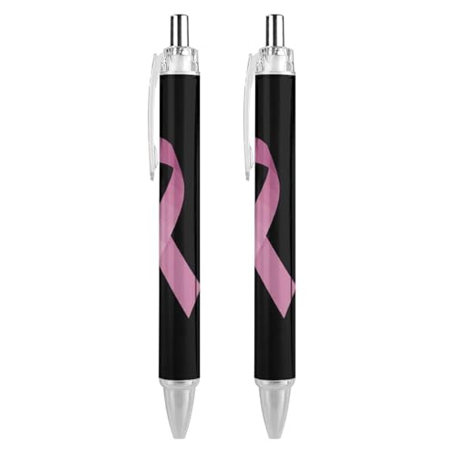 QIJIUU Awareness Ribbon Druckkugelschreiber, schwarze Tinte, Kugelschreiber, Arbeitsstifte für Männer und Frauen, 2 Stück von QIJIUU