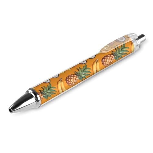 QIJIUU Bananen-Kugelschreiber, Kokosnusskiefer, schwarze Tinte, einziehbarer Stift für glattes Schreiben, 0,5 mm, feines Bürozubehör, Geschenke, 1 Stück von QIJIUU