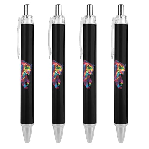 QIJIUU Bear Batik-Kugelschreiber, schwarze Tinte, einziehbarer Schreibstift für Männer und Frauen, Bürobedarf, 4 Stück von QIJIUU