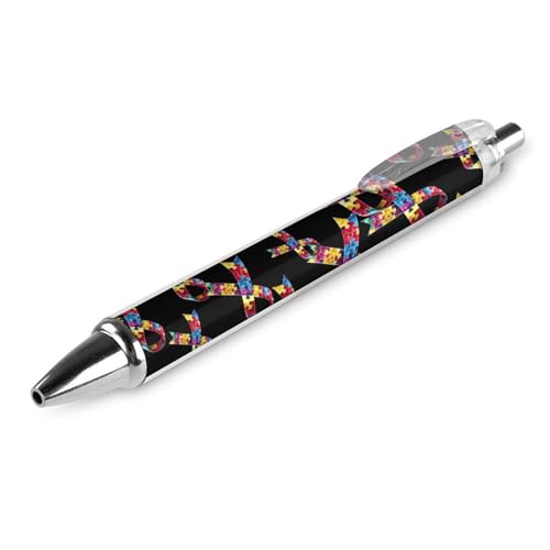 QIJIUU Bunte Puzzles, lustige Kugelschreiber, schwarze Tinte, einziehbarer Stift für glattes Schreiben, 0,5 mm, feines Bürozubehör, Geschenke, 1 Stück von QIJIUU