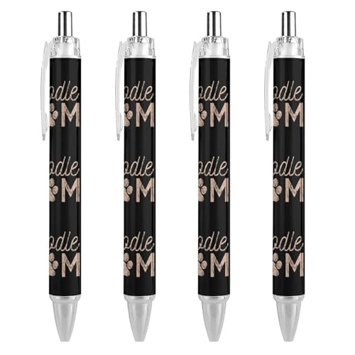 QIJIUU Doodle Mom Druckkugelschreiber, schwarze Tinte, Kugelschreiber, Arbeitsstifte für Männer und Frauen, 4 Stück von QIJIUU
