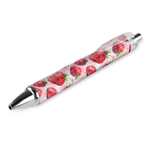 QIJIUU Druckkugelschreiber mit Erdbeermotiv, blaue Kugelschreiber, 0,5 mm Spitze, für Arbeit und Büro, 1 Stück von QIJIUU