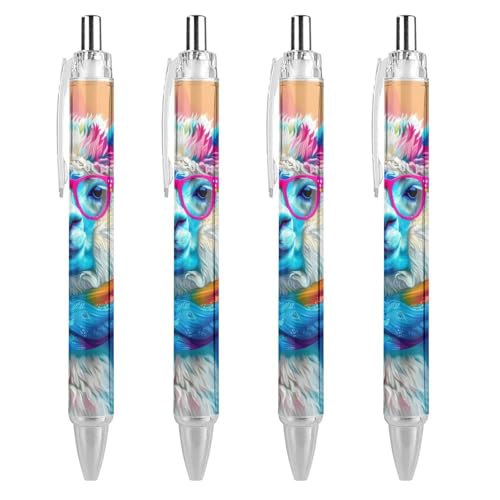 QIJIUU Druckkugelschreiber mit buntem Alpaka-Druck, blaue Kugelschreiber, 0,5 mm Spitze, für Arbeit und Büro, 1 Stück von QIJIUU