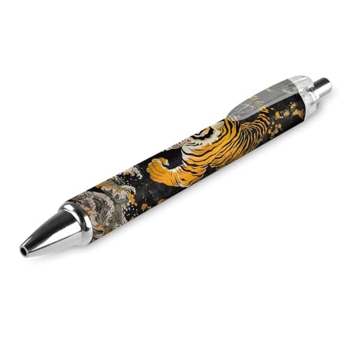 QIJIUU Druckkugelschreiber mit japanischem Tiger-Wellendruck, blaue Kugelschreiber, 0,5 mm Spitze, für Arbeit und Büro, 1 Stück von QIJIUU