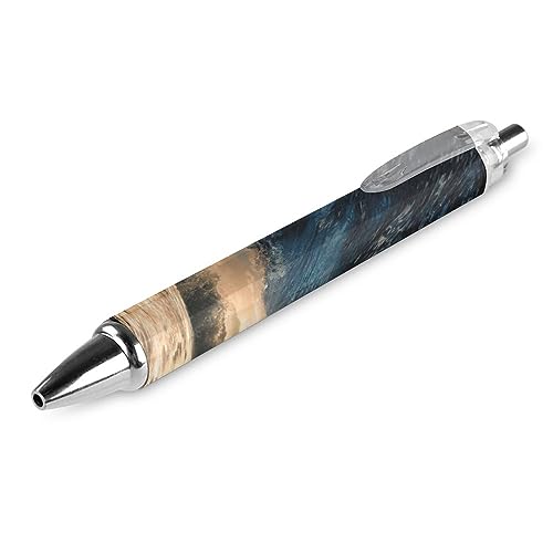 QIJIUU Glassy Riesen-Kugelschreiber mit Meereswelle, einziehbarer Stift, Arbeitsstifte, Rollkugelschreiber für Büro, Zuhause, 1 Stück von QIJIUU