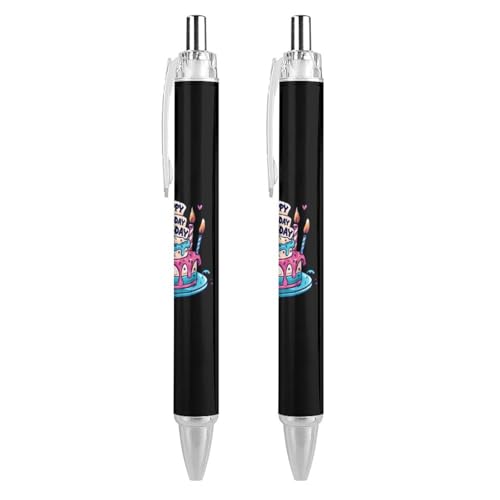 QIJIUU Happy Birthday to Me Kugelschreiber, schwarze Tinte, einziehbarer Schreibstift für Männer und Frauen, Bürobedarf, 2 Stück von QIJIUU