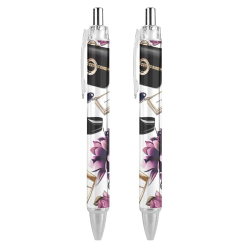 QIJIUU High Heels Druck-Kugelschreiber, schwarze Tinte, Kugelschreiber, einziehbarer Schreibstift für Männer und Frauen, Bürobedarf, 2 Stück von QIJIUU