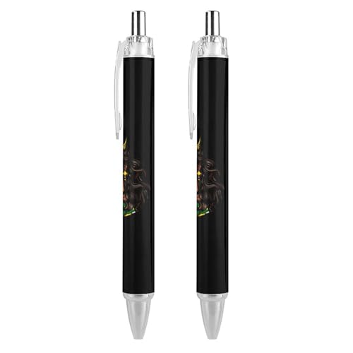QIJIUU Jamaikanische schwarze Damen-Kugelschreiber, schwarze Tinte, einziehbarer Schreibstift für Männer und Frauen, Bürobedarf, 2 Stück von QIJIUU