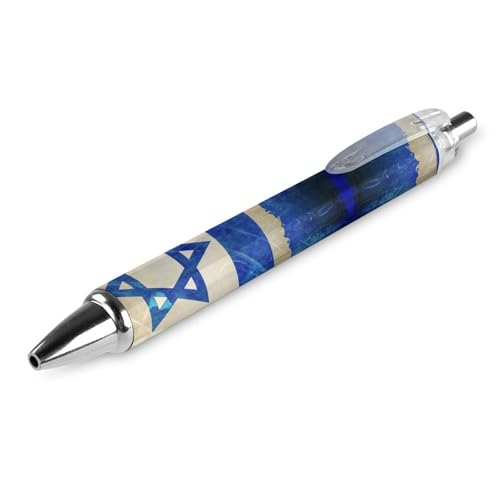 QIJIUU Kugelschreiber im Vintage-Stil, Israelische Flagge, personalisierbar, ausgefallene lustige Kugelschreiber, schwarz, Geschenke, 1 Stück von QIJIUU