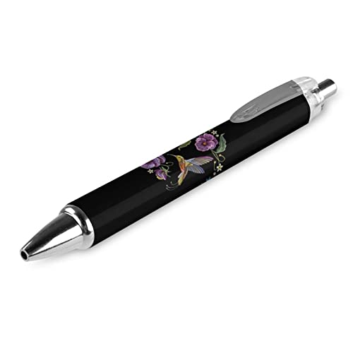 QIJIUU Kugelschreiber mit Blumen, Kolibris, einziehbar, für Männer und Frauen, Büro, Geschenk, 1 Stück von QIJIUU