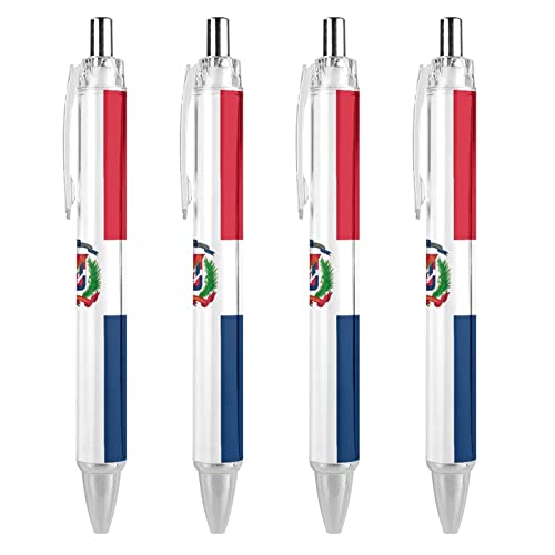 QIJIUU Kugelschreiber mit Flagge der Dominikanischen Republik, Kugelschreiber für Männer und Frauen, einziehbare Stifte, 0,5 mm, blau, mit lustigem Aufdruck, 4 Stück QIJIUU Kugelschreiber mit Flagge der Dominikanischen Republik, Kugelschreiber für Männer und Frauen, einziehbare Stifte, 0,5 mm, blau, mit lustigem Aufdruck, 4 Stück von QIJIUU