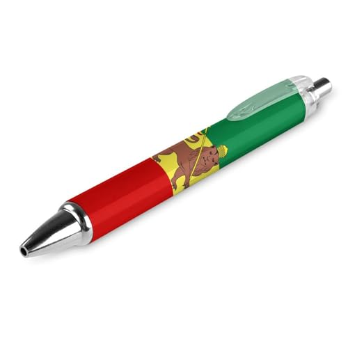 QIJIUU Kugelschreiber mit Jamaika-Rasta-Löwen-Flaggen-Druck, für Damen und Herren, 0,5 mm, feiner einziehbarer Kugelschreiber, 1 Stück von QIJIUU
