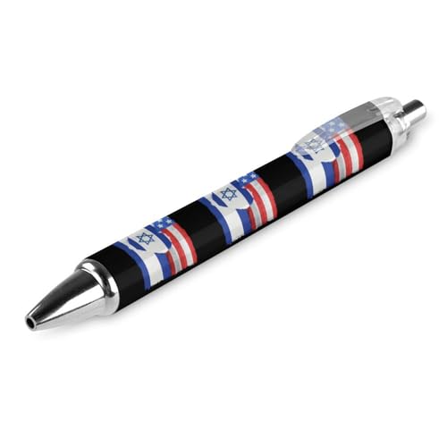 QIJIUU Kugelschreiber mit US-Flagge, Israel, Herz, personalisierbar, ausgefallene lustige Kugelschreiber, schwarz, Geschenke, 1 Stück von QIJIUU