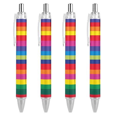 QIJIUU LGBT Regenbogen-Kugelschreiber, schwarze Tinte, einziehbarer Schreibstift für Männer und Frauen, Bürobedarf, 4 Stück von QIJIUU