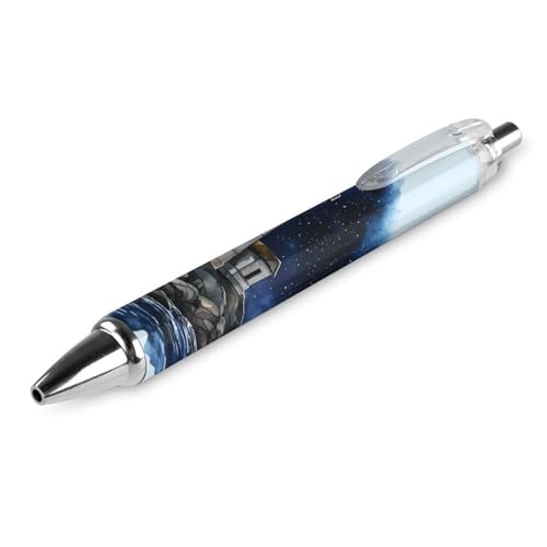 QIJIUU Leuchtturm Sternenhimmel, niedlicher Kugelschreiber, einziehbarer Kugelschreiber, 0,5 mm, für Damen und Herren, Büro, 1 Stück von QIJIUU