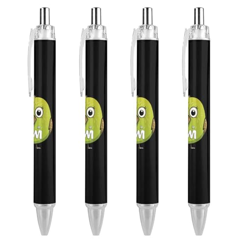 QIJIUU Lustige Kiwi-Vogel-Kugelschreiber, schwarze Tinte, einziehbarer Schreibstift für Männer und Frauen, Bürobedarf, 4 Stück von QIJIUU