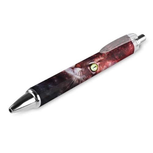 QIJIUU Lustige Kugelschreiber, Motiv: Galaxie, Katze, einziehbar, 0,5 mm, für Damen und Herren, Büro, 1 Stück von QIJIUU