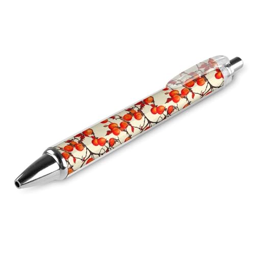 QIJIUU Lustige Kugelschreiber, rote Kakis, schwarze Tinte, einziehbarer Stift für glattes Schreiben, 0,5 mm, feines Bürozubehör, Geschenke, 1 Stück von QIJIUU