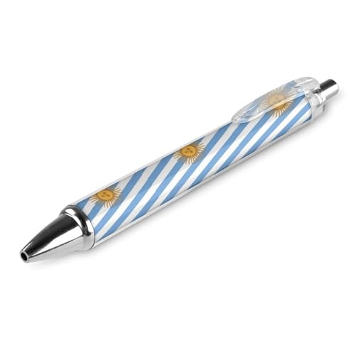 QIJIUU Lustige Kugelschreiber mit Argentinien-Flagge, schwarze Tinte, einziehbarer Stift für glattes Schreiben, 0,5 mm, feines Bürozubehör, Geschenke, 1 Stück von QIJIUU