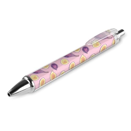 QIJIUU Lustige Kugelschreiber mit Feigenmuster, schwarze Tinte, einziehbarer Stift für glattes Schreiben, 0,5 mm, feines Bürozubehör, Geschenke, 1 Stück von QIJIUU