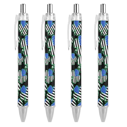 QIJIUU Lustige Kugelschreiber mit US-Flagge, schwarze Tinte, einziehbarer Stift für glattes Schreiben, 0,5 mm, feines Bürozubehör, Geschenke, 4 Stück von QIJIUU